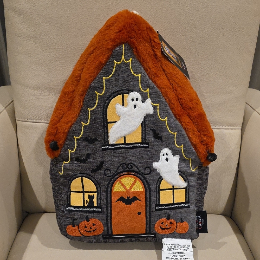 Cynthia Rowley Haunted House Halloween Decoratice Pillow Plush NWT